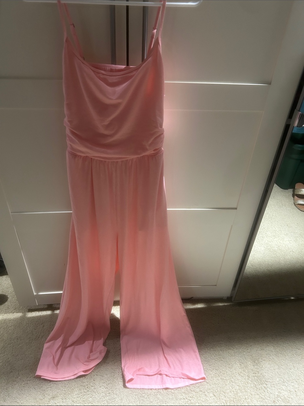 HALARA Soft Pink Wide-Leg Spaghetti Strap Jumpsuit